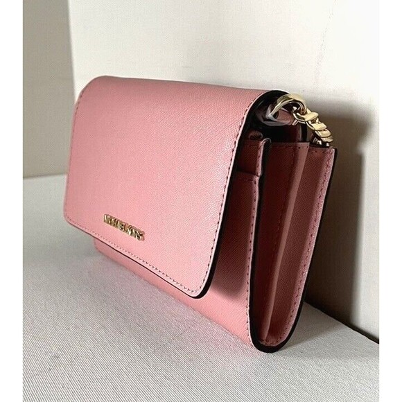 New Michael Kors Jet Set Travel Medium Phone Crossbody Saffiano Leather Primrose - Picture 3 of 7